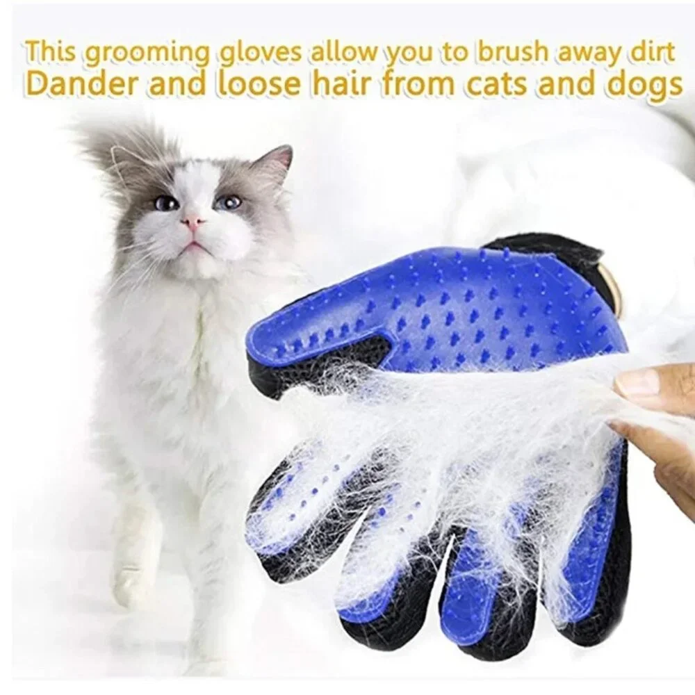 Pet Dog Cat Bath Gloves Grooming Washing Fur Hair Soft
